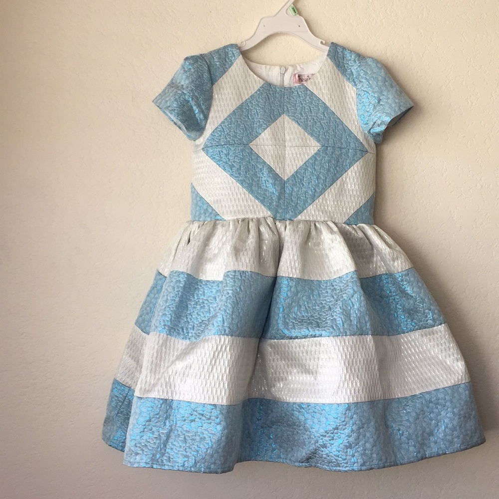 Young girls (Size 8) blue and white formal dress.